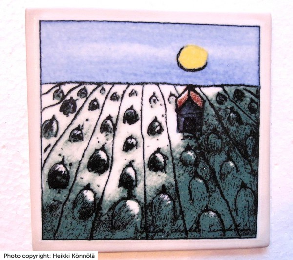 Arabia Heljä Liukko-Sundström seinälaatta 12x12 cm Lakeus (1990)