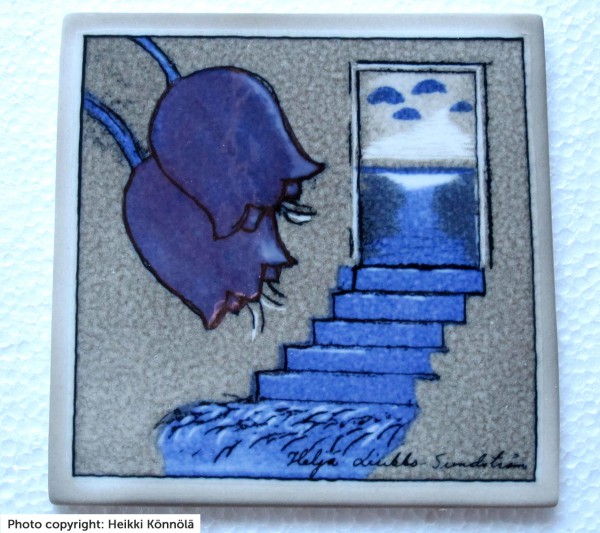 Arabia Heljä Liukko-Sundström seinälaatta 12x12 cm Tulevaisuus (1990)