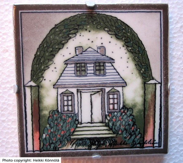 Arabia Heljä Liukko-Sundström seinälaatta 12x12 cm Mansikkapaikka (1995)