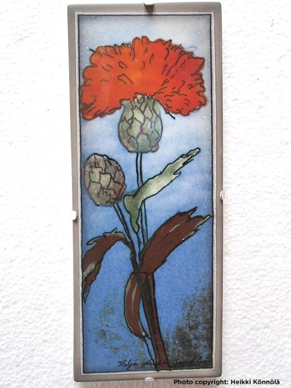 Arabia Heljä Liukko-Sundström seinälaatta 25,5x10,5 cm Aurinko kutsuu (1993)