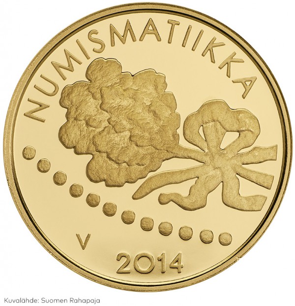 Suomi juhlaraha 100 euroa, Ensimmäinen markka ja numismatiikka, kultaraha (2014)